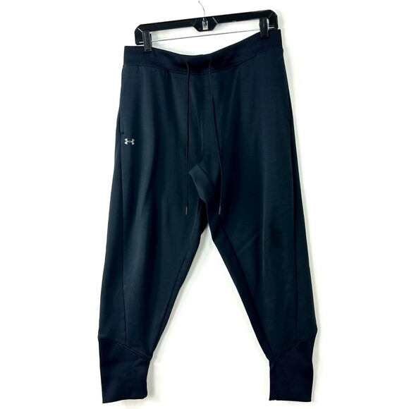 Under Armour Cold Gear Loose Sweat Pants Womens L Tapered Leg Full Length Black - Picture 2 of 9